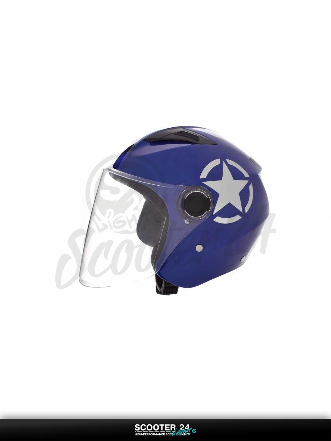 Шлем открытый "DAVID" (#D017 синий Willys Star M ABS) мото / для скутера и питбайка / универсальный
