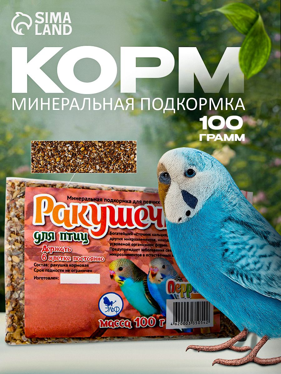 Корм для птиц, минеральная подкормка для птиц, 100 г, ракушечник