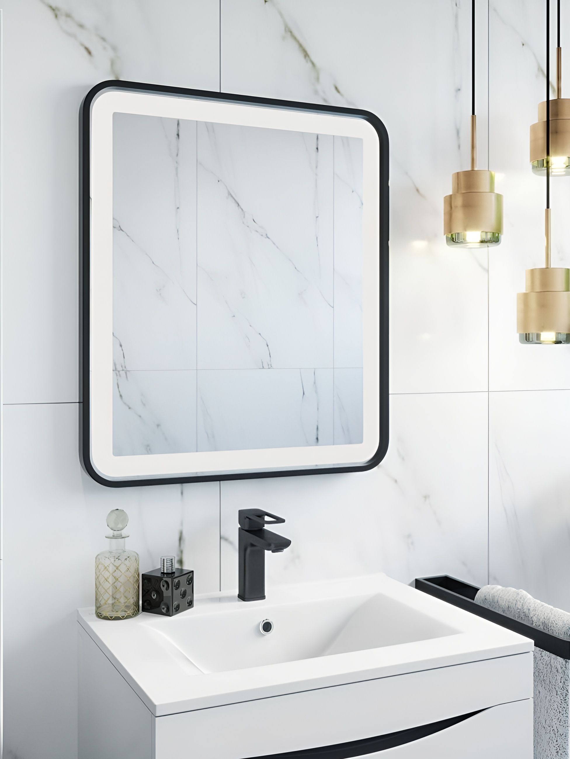 Фото товара на маркетплейсе ozon Зеркало для ванной с подсветкой и термообогревом IDDIS, 80 см, Cloud, CLO8000i98