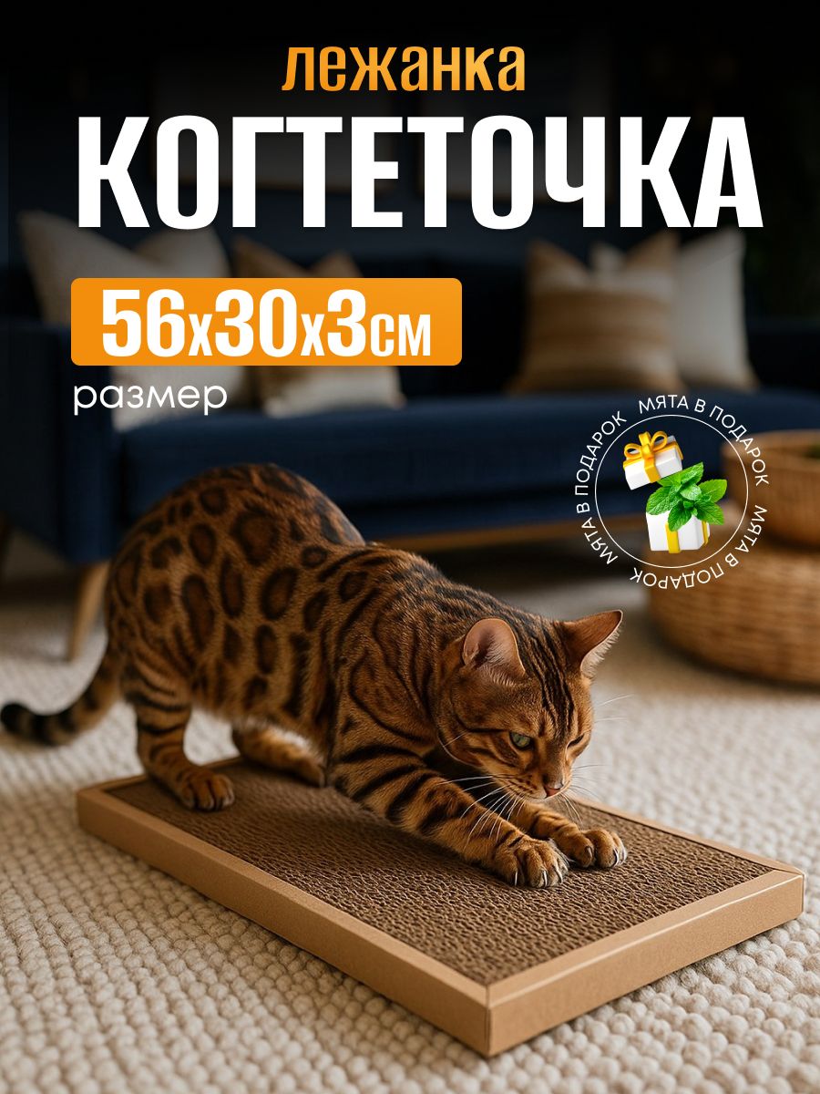Когтеточкадлякошеккартоннаянапольная56х30лежанка