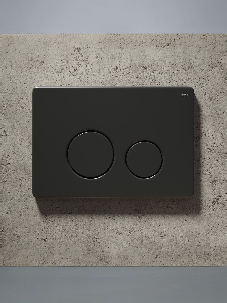 Фото товара на маркетплейсе ozon Кнопка смыва для инсталляции IDDIS, нержавеющая сталь, черная, Unisteel, UNS01MBi77