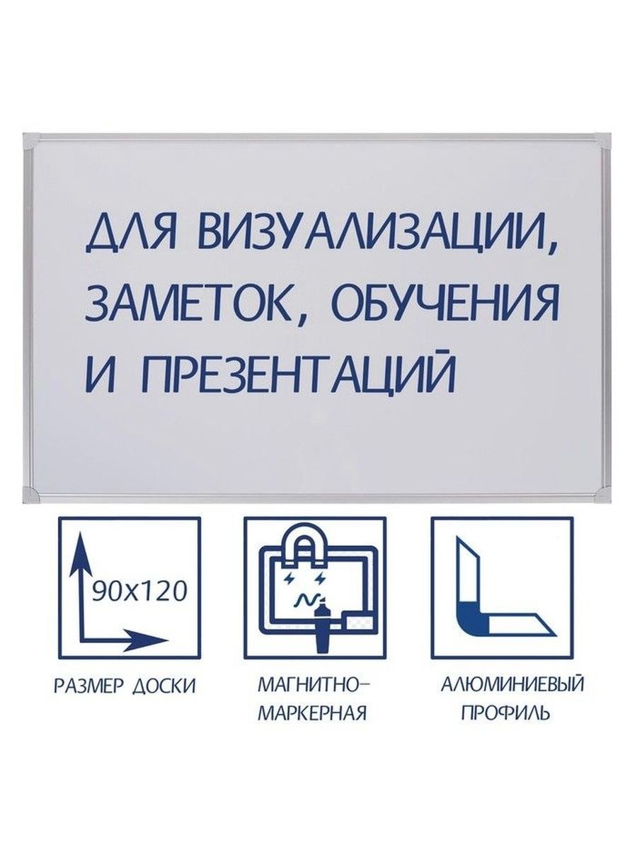 Доска магнитно-маркерная 90х120 см, в алюминиевой рамке