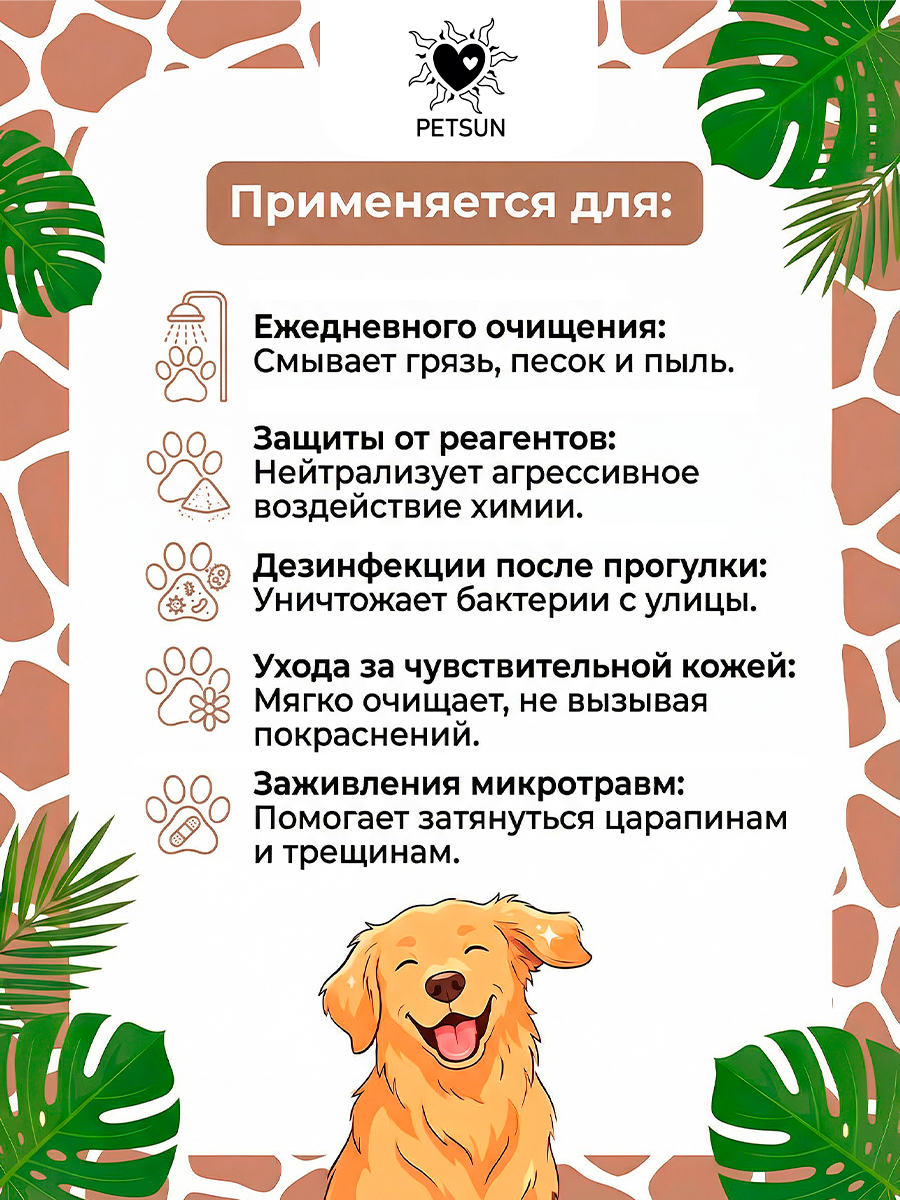 Шампунь для лап собак с хлоргексидином и алоэ
