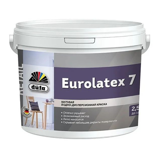 Краска DUFA Retail Eurolatex 7, Матовое покрытие, белый - купить в ...