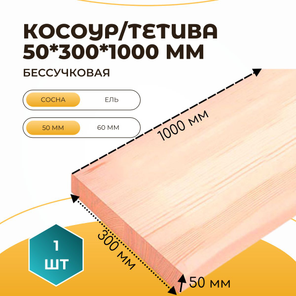 Косоур/тетива из сосны 50*300*1000 мм (1 шт) - купить с доставкой по ...