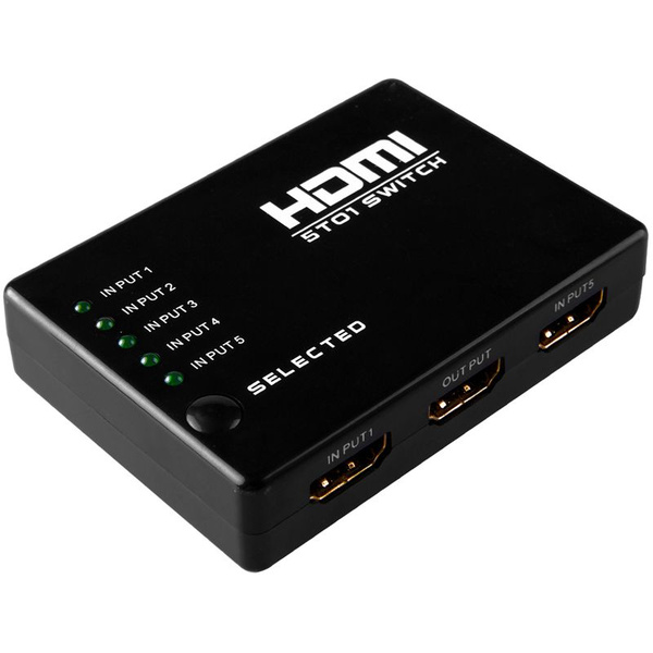 Переключатель HDMI 5 x 1 Greenline, 1080P 60Hz, пульт ДУ, DeepColor 12 ...