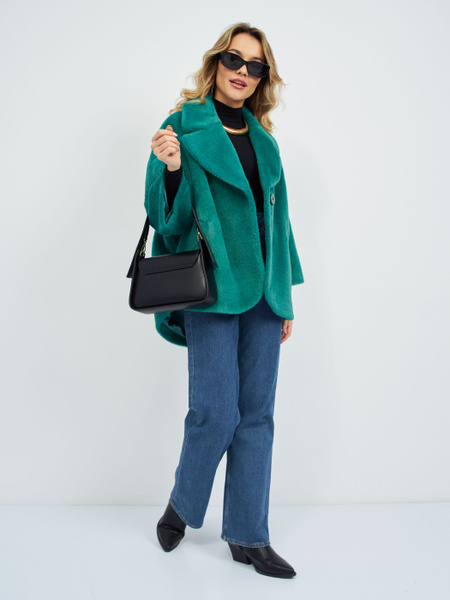 Пальто Flirt, Демисезон, размер 50, 52, цвет темно-зеленый, Шерсть ...