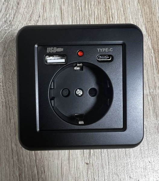 Розетка 220V с USB и C-TYPE черный A6-USB-C-TYPE-B - купить по низкой ...