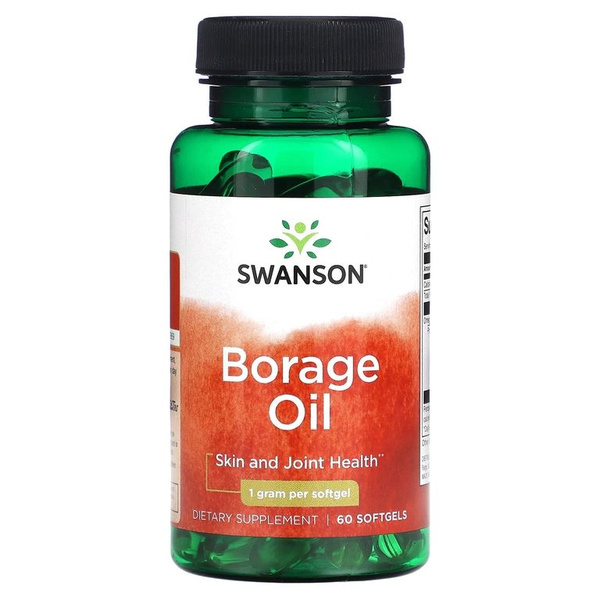 Пищевая добавка Масло бурачника 1000 мг 60 капсул, Swanson Borage Oil 1 ...