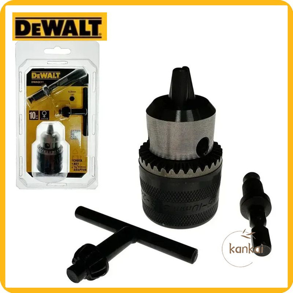 Патрон для дрели 1.5-10мм с переходником и ключем, 3/8-24UNF DEWALT ...