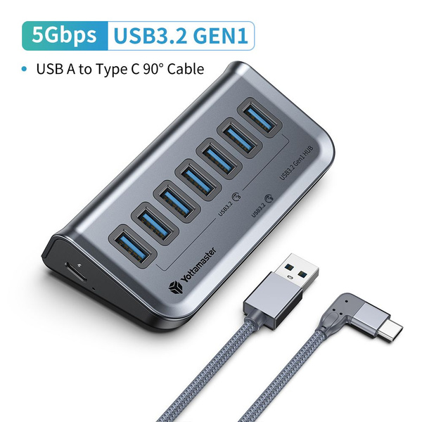 Yottamaster USB-C 3.2 Hub 7-портовый USB-концентратор с питанием 5 В/3 ...
