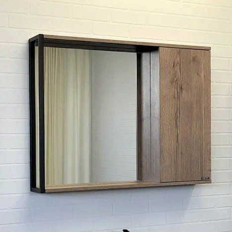 Зеркало Comforty Лиссабон с полкой, 90 см, с боковыми полками, со ...