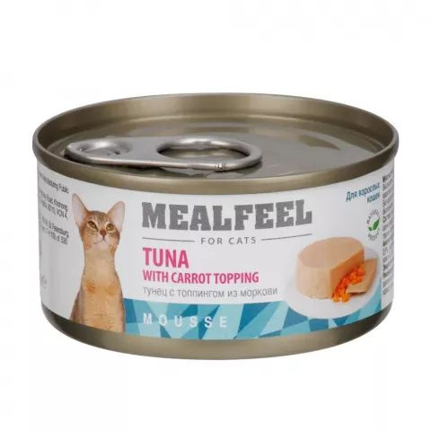 Mealfeel Влажный корм (консервы) для кошек, мусс из тунца с топпингом ...