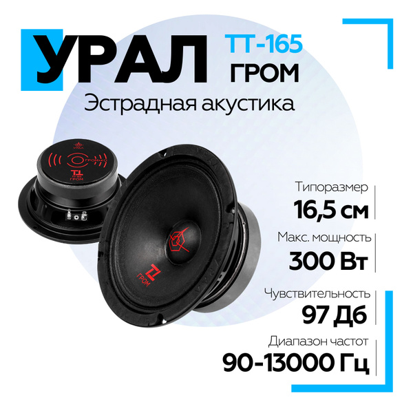 Эстрадная акустика УРАЛ ТТ-165 ГРОМ, 6,5 дюйма (16,5 см), 300/150 Вт ...