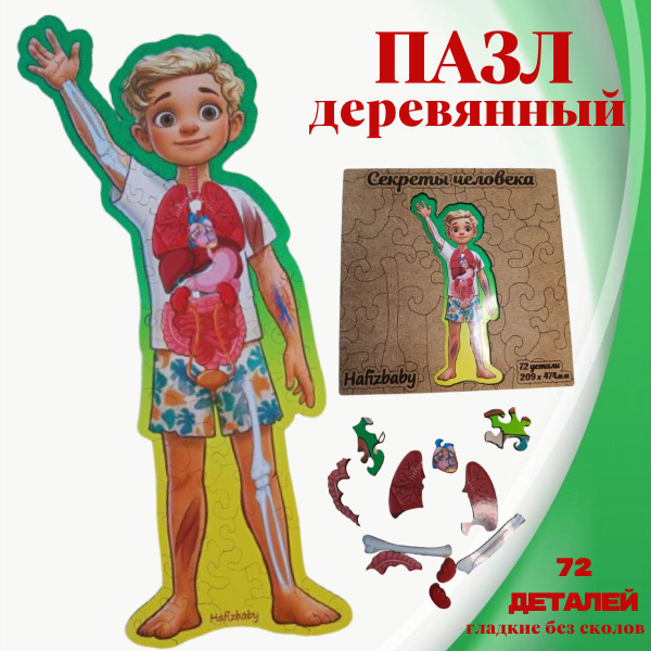 Пазл деревянный . Деревянный пазл Секреты человека в подарочной коробке ...