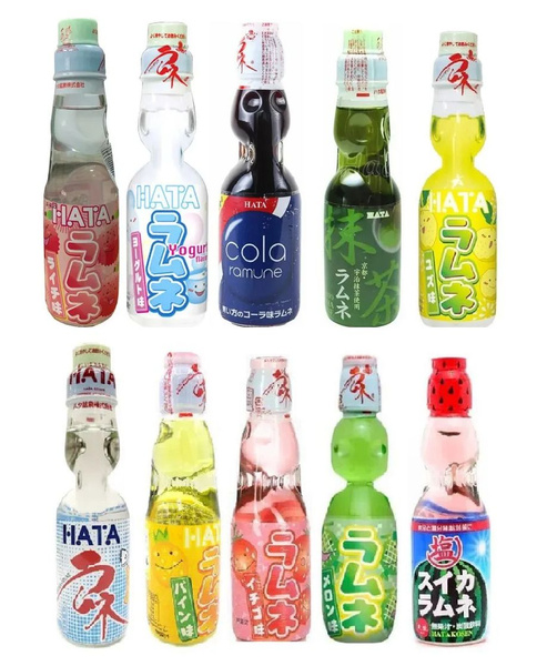 Большой набор газированных напитков Hatakosen Ramune /Япония/ (10 шт по ...