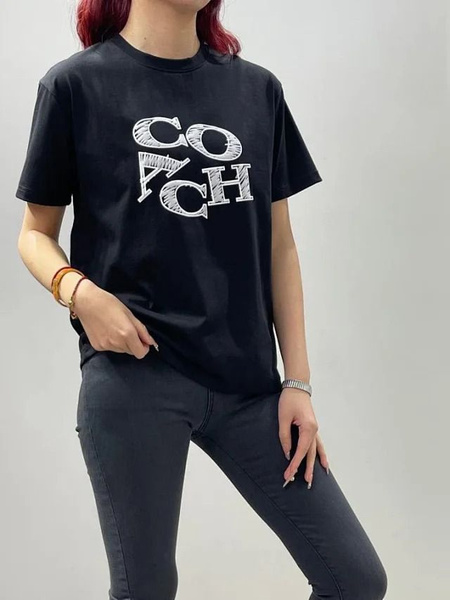 Футболка COACH, размер 50, цвет глубокий черный - купить по выгодной ...