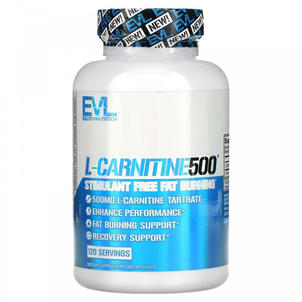 EVLution Nutrition, L-CARNITINE500, добавка для сжигания жира без ...