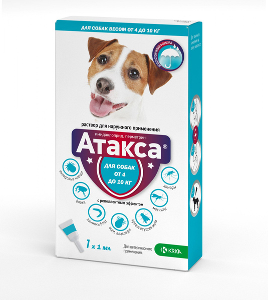 КРКА "Атакса" капли инсектоакарицидные с репелентным эффектом для собак ...