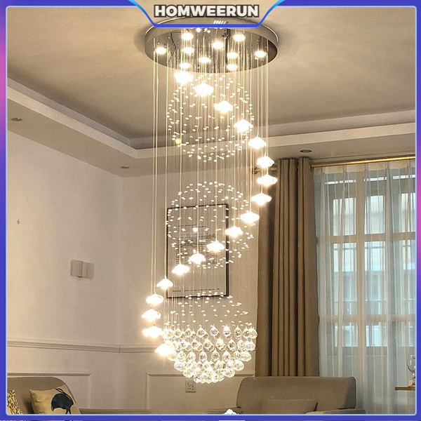 Люстра потолочнаяHOMWEERUNLED роскошная хром Длинная спираль ...
