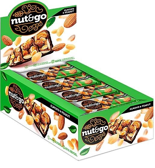 Батончик Nut&Go миндаль, арахисовая паста 18 шт по 36г - купить с ...