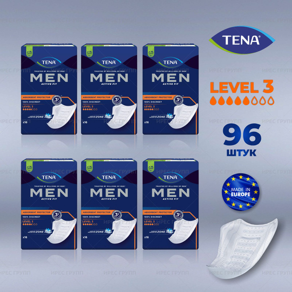 Урологические прокладки для мужчин TENA Men Level 3, 5 капель, 96 шт ...