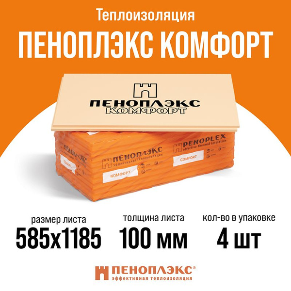 Пеноплекс Комфорт 100 мм (4 плиты) утеплитель, экструзионный ...