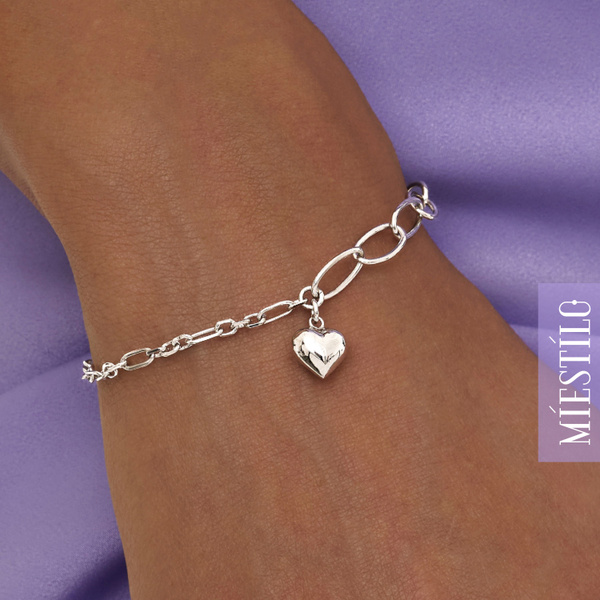MIESTILO браслет сердце серебро 925 женский на руку с подвеской ...