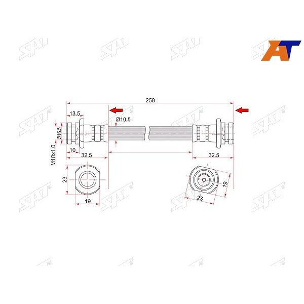 Шланг тормозной задний (Таиланд) SUZUKI ESCUDO/VITARA/XL-7 98-05 LH=RH