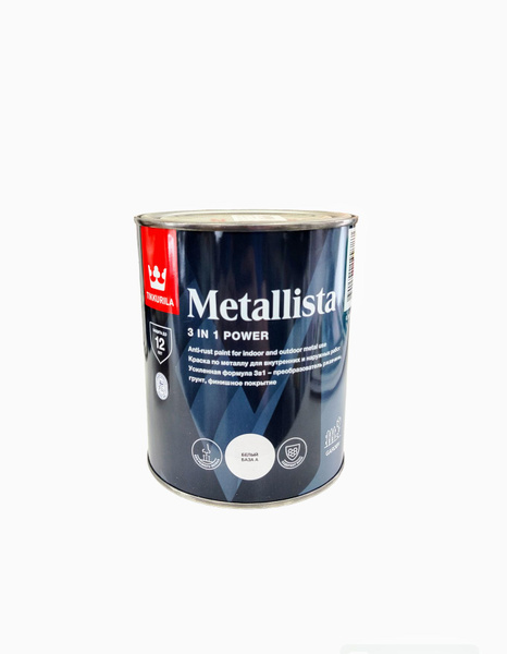 Краска Tikkurila Metallista, Алкидная, Глянцевое покрытие, белый ...