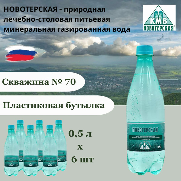 Вода минеральная Новотерская Целебная, лечебно-столовая, 0,5 л х 6 шт ...