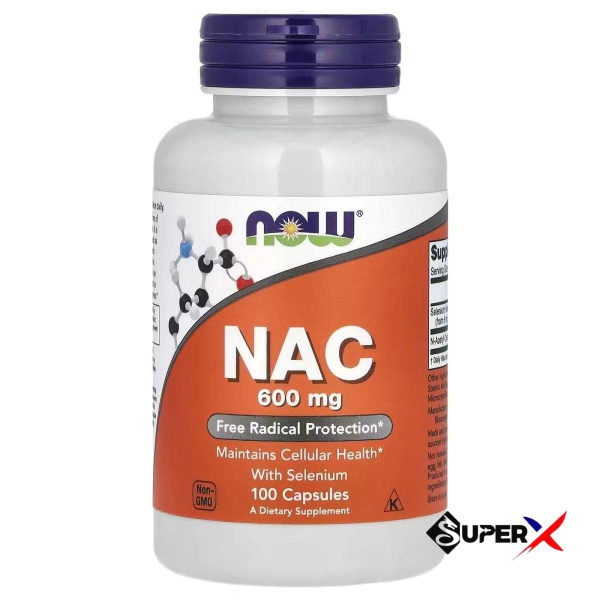 Now Foods NAC, N-Ацетил L-Цистеин, Антиоксидант 600 мг - 100 капсул ...