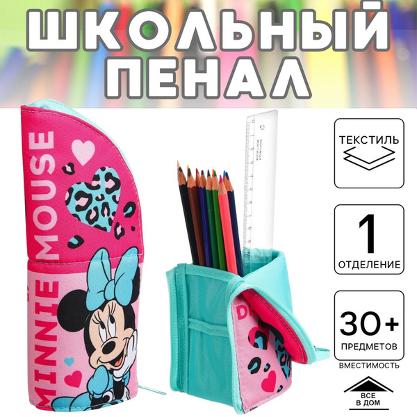Пенал школьный для девочек 1 отделение Канцелярия для школы Тубус 20 х ...