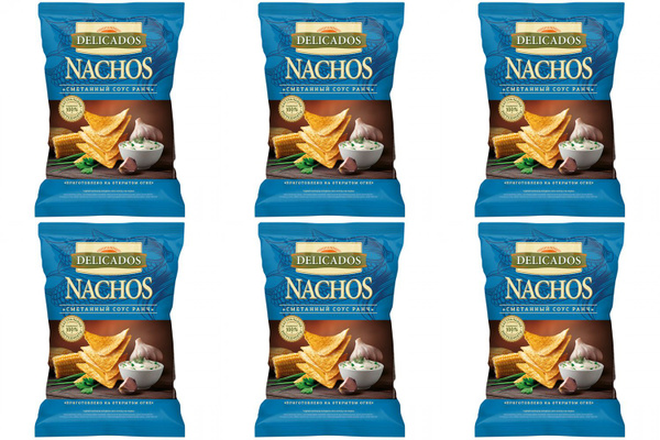 Delicados Чипсы кукурузные Nachos Сметанный соус Ранч, 150 г, 6 шт ...