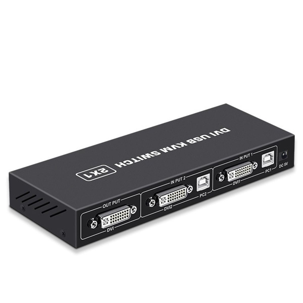 DVI KVM-переключатель 2-в-1 4K Два компьютера с общей USB-клавиатурой ...