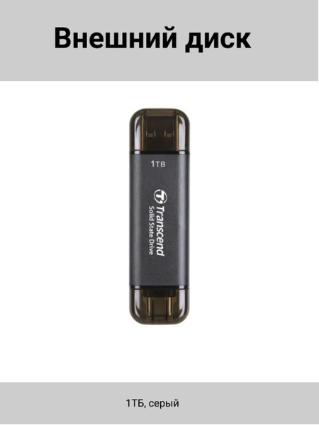 Transcend 1 ТБ Внешний жесткий диск (TS1TESD310C), черный - купить с ...