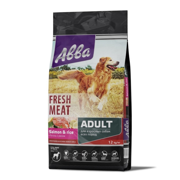 ABBA Frech Meat Сухой корм для собак всех пород, с лососем и рисом, 12 ...