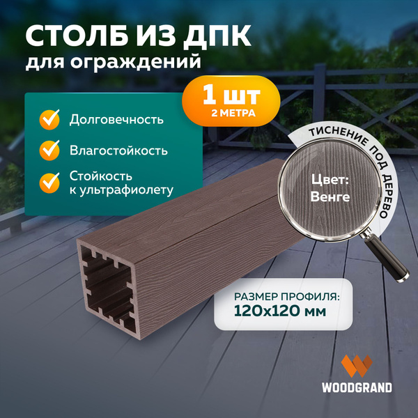 Характеристики Столб для ограждения из ДПК, Венге, 2 метра - 1 шт ...