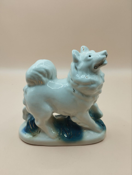 Статуэтка фарфоровая собака лайка Гжель СССР - купить по выгодной цене ...