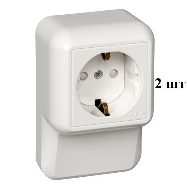 2 штуки ПРИМА Розетка наружная с заземлением плинтусная 250В 16А со ...
