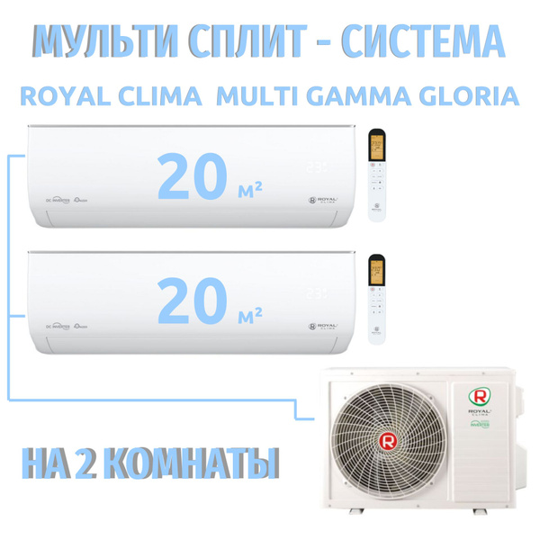 Мульти сплит система инвертор на 2 комнаты 20 м2 + 20 м2 Royal Clima ...