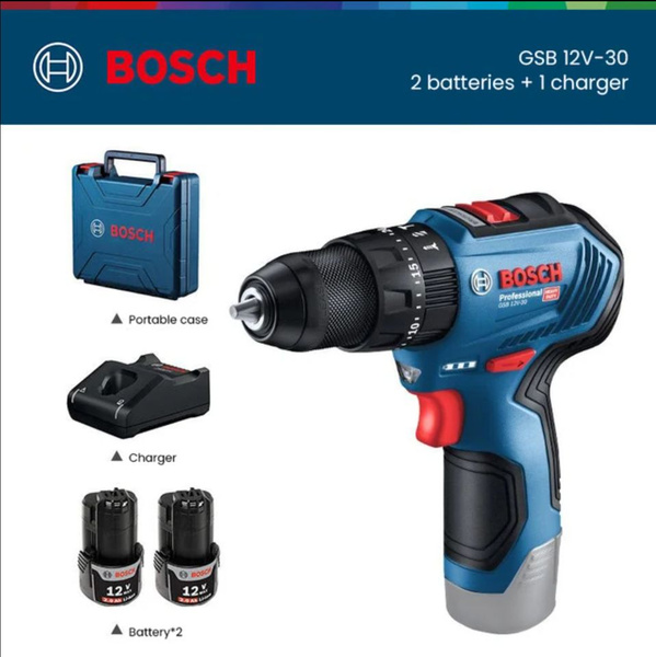 Аккумуляторная бесщеточная ударная дрель-шуруповерт Bosch GSB 12V-30 ...