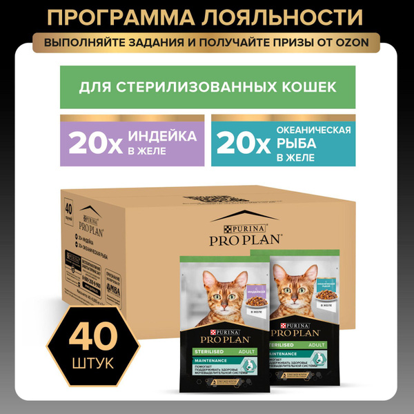 Влажный корм для стерилизованных кошек PRO PLAN Sterilised, вкусные ...