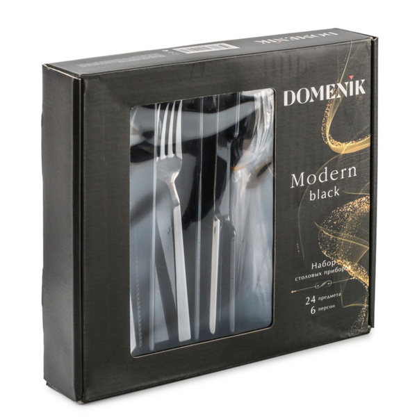 Набор столовых приборов Domenik Modern Black 24 предмета купить на OZON ...