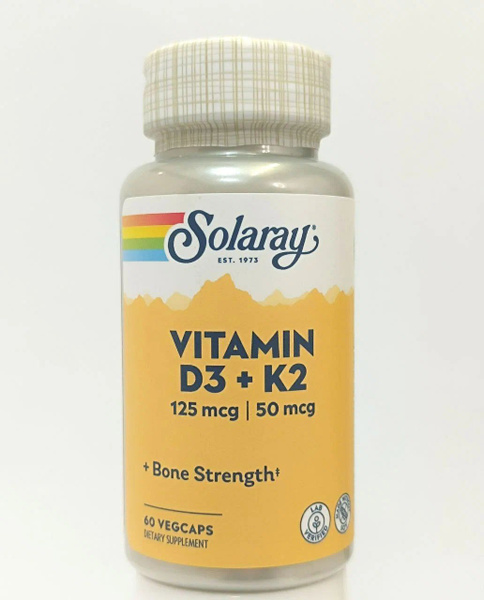 Solaray, Витамины D3 + K2 без сои, 60 растительных капсул купить на ...