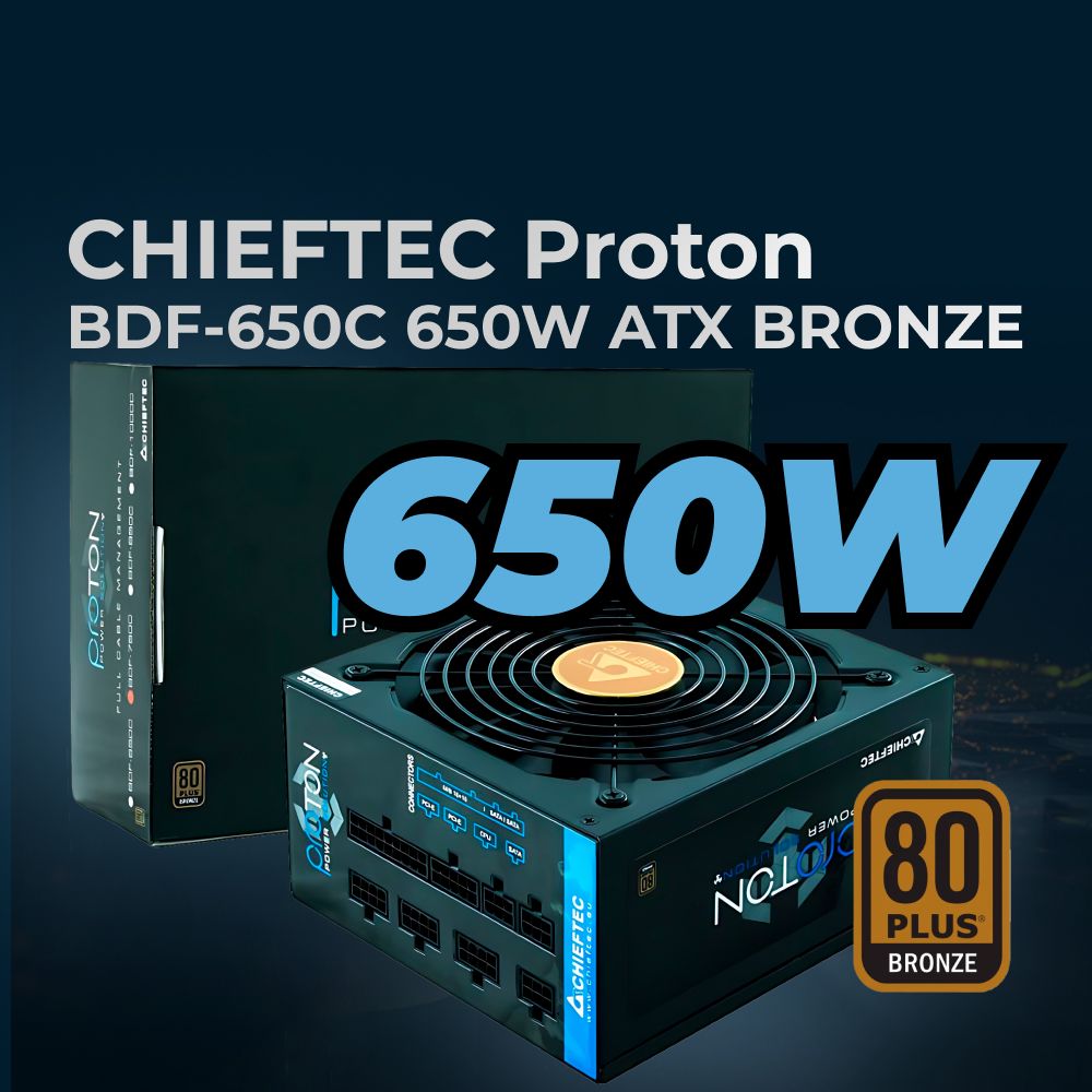 Блок питания для ПК Chieftec Proton BDF-650C (ATX 2.3, 650W, 80 PLUS BRONZE, Active PFC, 140mm fan, Full Cable Management) Retail