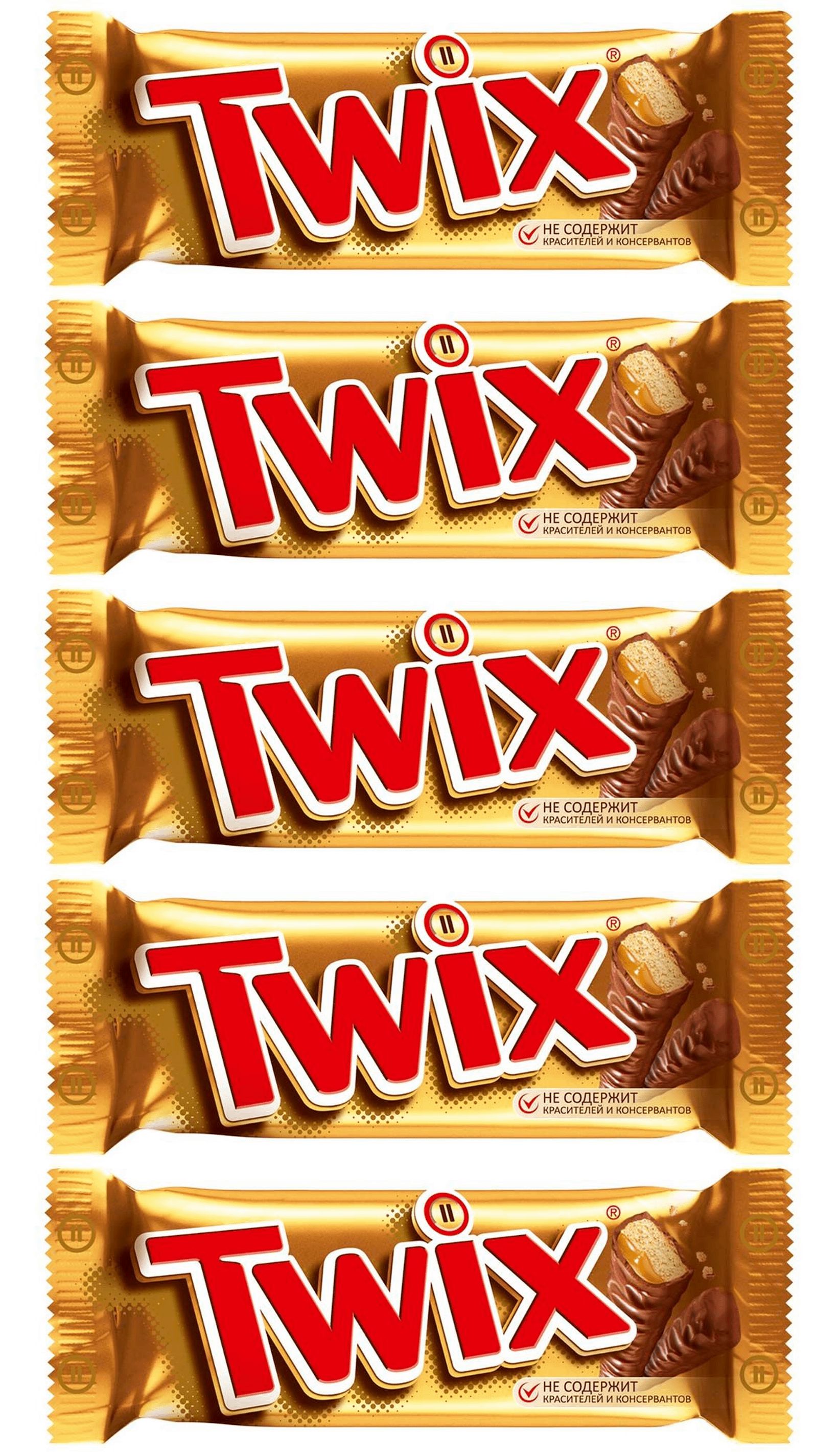 Шоколадный Батончик Twix Шоколадный С Печеньем И Карамелью, 5 шт по 55 г