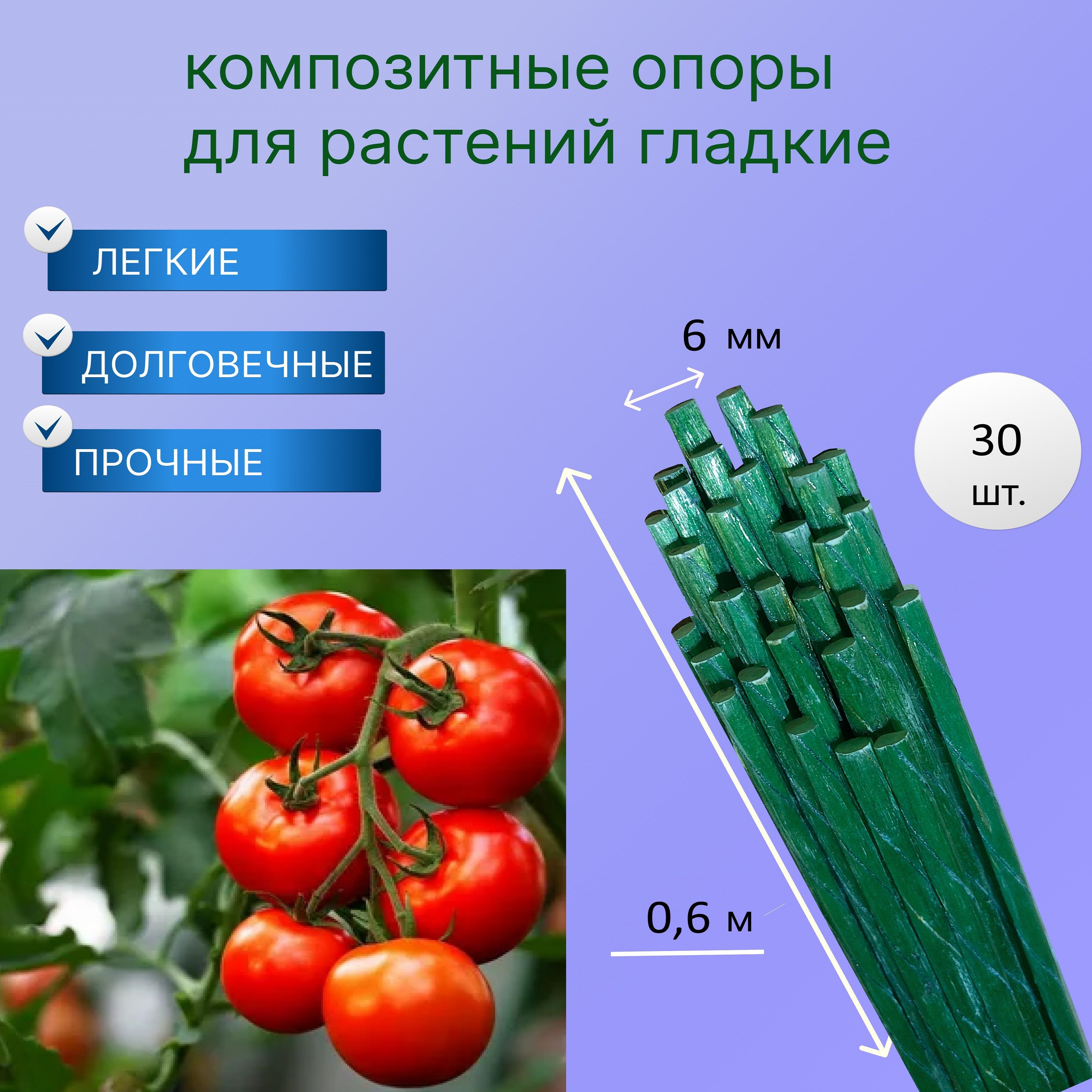 ДиАнра Опора для растений,0.6см,30шт