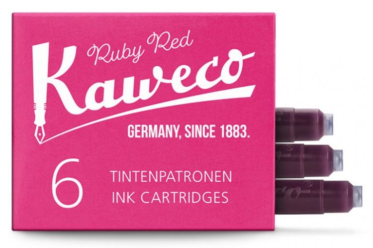 Набор картриджей для перьевой ручки KAWECO Ruby Red 6 шт. в картонной упаковке