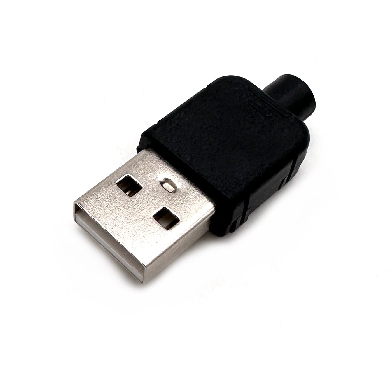 Разъем USB 2.0 штекер на кабель, разборный корпус, черный